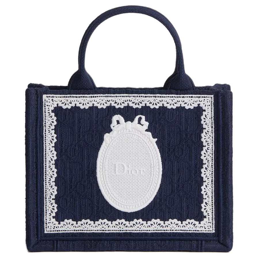 DIOR BookTote Cotton One Shoulder Handbag Mini Women's Blue