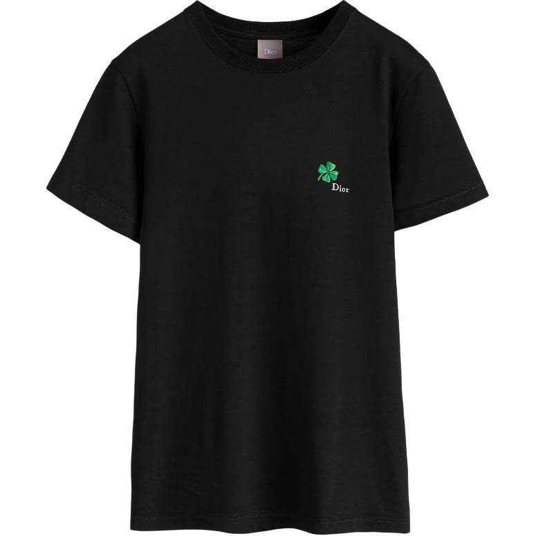 DIOR T Shirts Men's Black Crew Neck Moderate Straight Fit