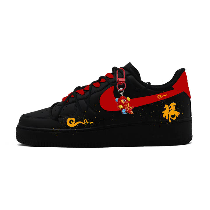 Nike Nike Air Force 1 Red Scale Ink Shadow Abrasion Resistant Slip Resistant Low top Skateboard Shoes Unisex Black Red