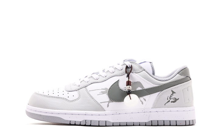 Nike Nike Big Leather Wrapping, Wear Resistant And Non Slip Low top Skateboard Shoes Unisex Gray White