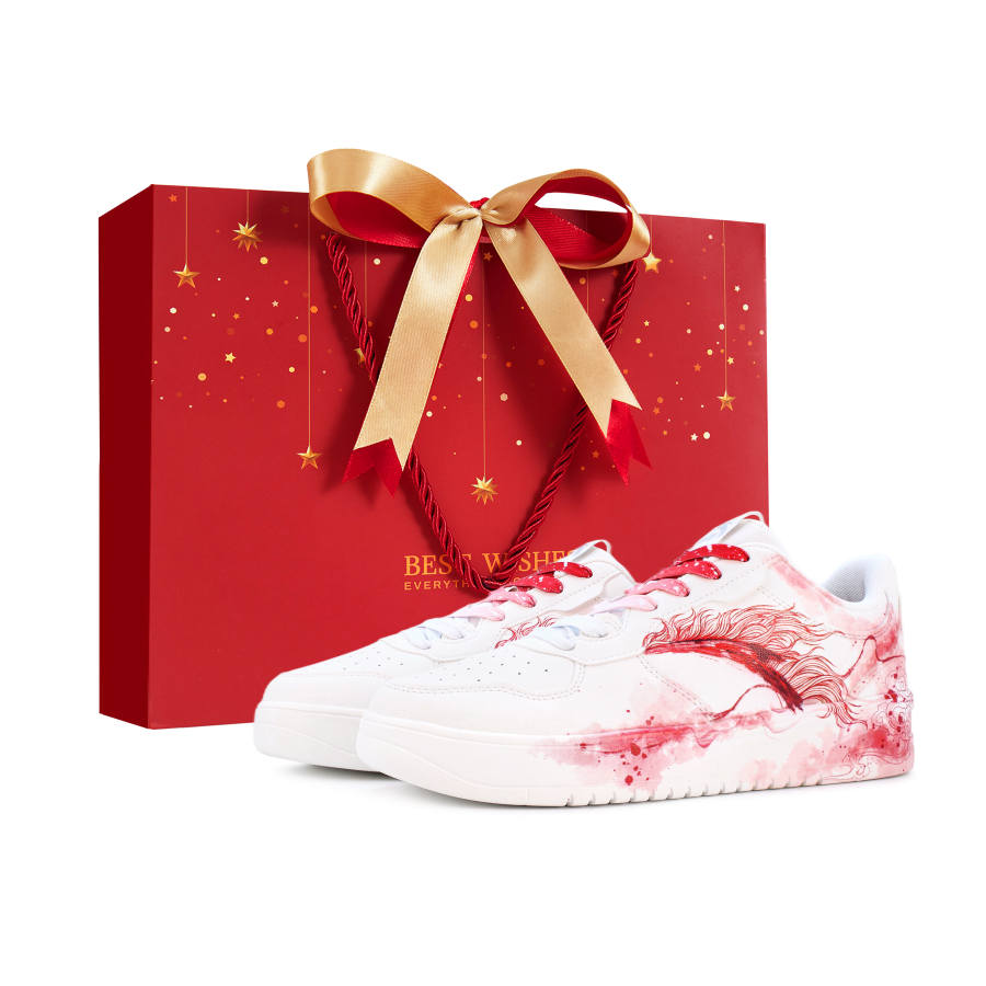Anta Easy Cushioning Slip Resistant Low top Skateboard Shoes Unisex Red White