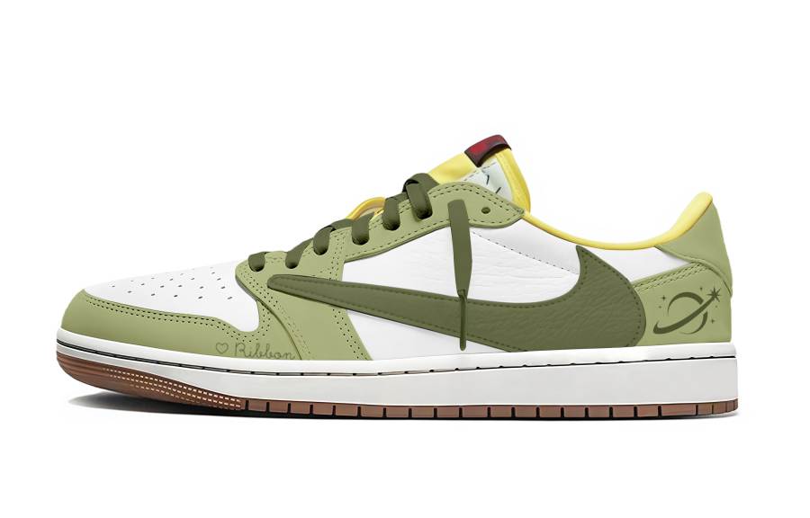 Jordan Travis Scott x Jordan Air Jordan 1 Lime Lemon Fashion Trend Abrasion Resistant Abrasion Resistant Low top