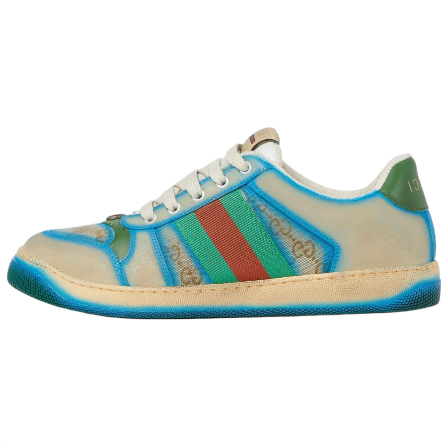 GUCCI Screener Low top Skateboard Shoes 3cm Men's Beige Blue