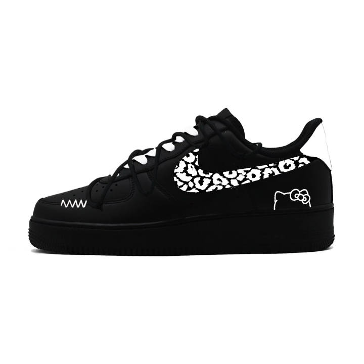 Nike Nike Air Force 1 Meowth Battle Abrasion Resistant Slip Resistant Low top Skateboard Shoes Unisex Black White