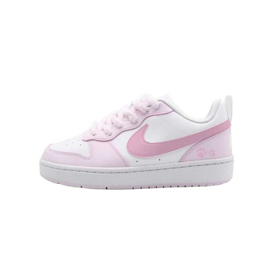 Nike Nike Court Borough Berry Pink Meow Synthetic Leather Low top Skateboard Shoes Pink White Teenagers
