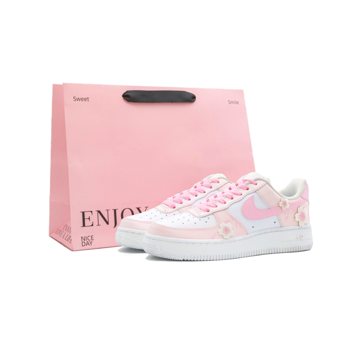 Nike Nike Air Force 1 Cherry Blossom Bubble, Pink Gift Bag Cow Leather Abrasion Resistant Abrasion Resistant Low top
