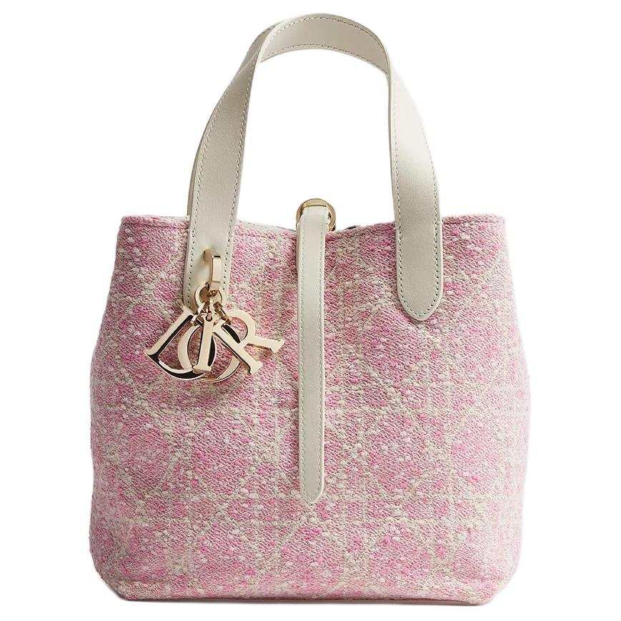 DIOR Toujours Sheep Wool With Cow Leather Handbag Small Women's Pink