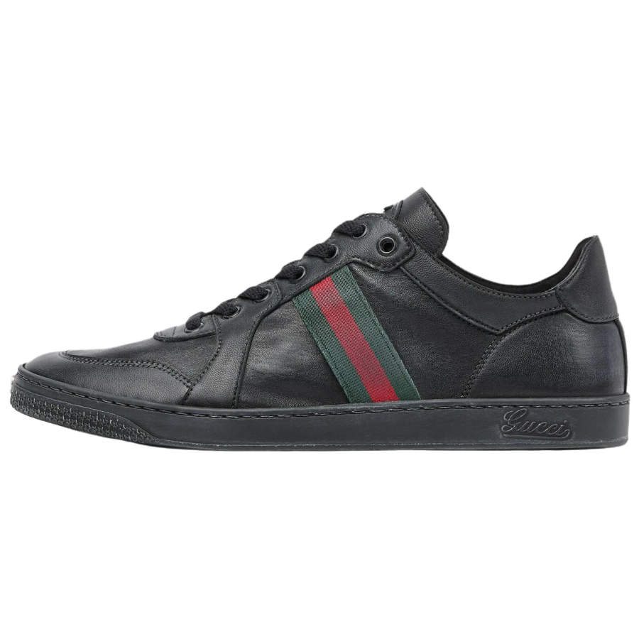GUCCI Stretch Sheepskin Low top Skateboard Shoes Men's Black