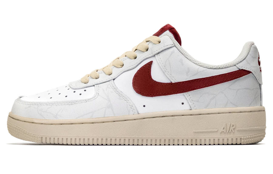 Nike Nike Air Force 1 Crimson Frost Woman Leather Abrasion Resistant Slip Resistant Low top Skateboard Shoes Khaki Gray