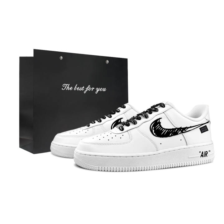 Nike Nike Air Force1 Shadow Abrasion Resistant Abrasion Resistant Low top Skateboard Shoes Unisex Black White