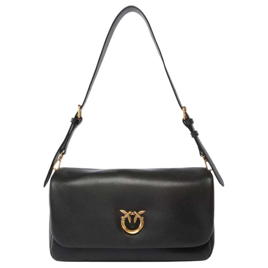 PINKO Calfskin Crossbody Bag, Shoulder Bag Medium Women's Black