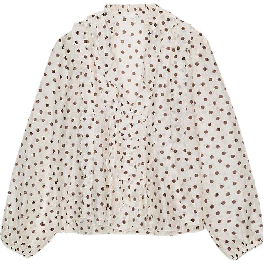 ZARA Shirts Women's Nude/Brown V Neck Moderate