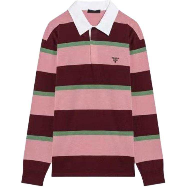 PRADA PRADA Long Sleeved Striped Knitted Polo Shirt