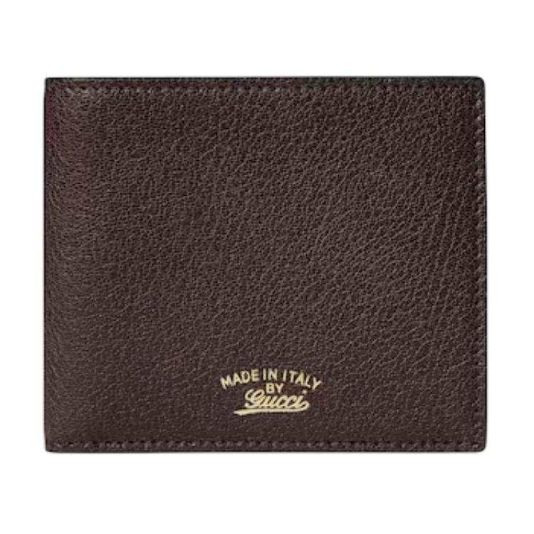 GUCCI Soft Grain Sheepskin Wallet Men's Dark Brown