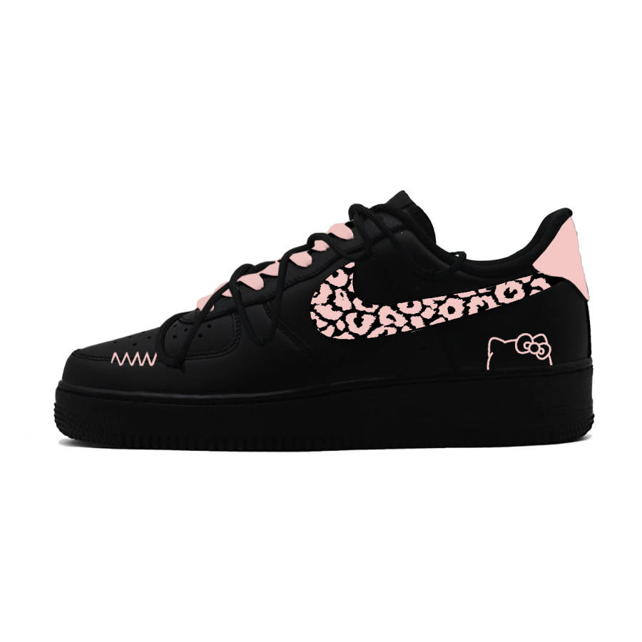 Nike Nike Air Force 1 Meow Trail Abrasion Resistant Slip Resistant Low top Skateboard Shoes Unisex Black Pink