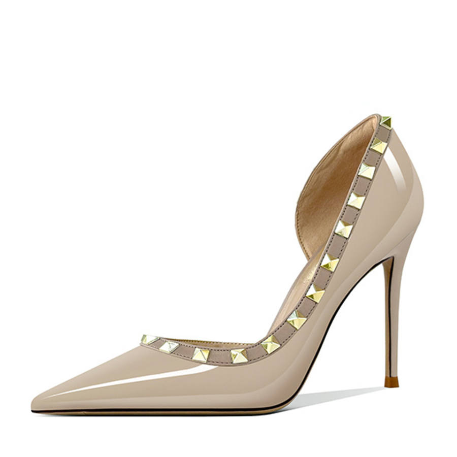 Lanza French Stud Sexy Side Cut Out Individual Design, Socialite Premium Aesthetic, Good Looking Patent Leather