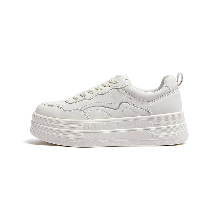 CAMEL Skateboard Shoes Women's Low Top Ecru, Ecru/Black