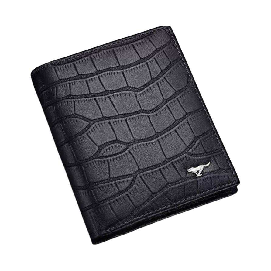 SEPTWOLVES Cow Leather Card Holder Men's Black/Coffee