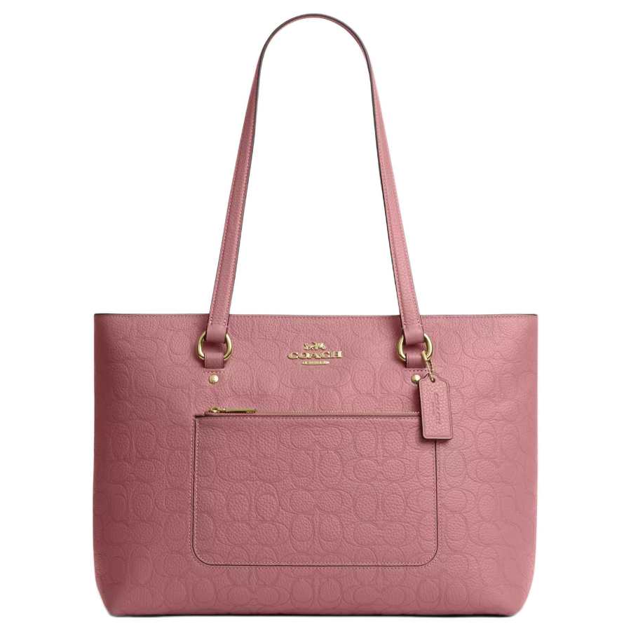 COACH Station Refined Pebbled Leather Shoulder Bag Large Women's Pink