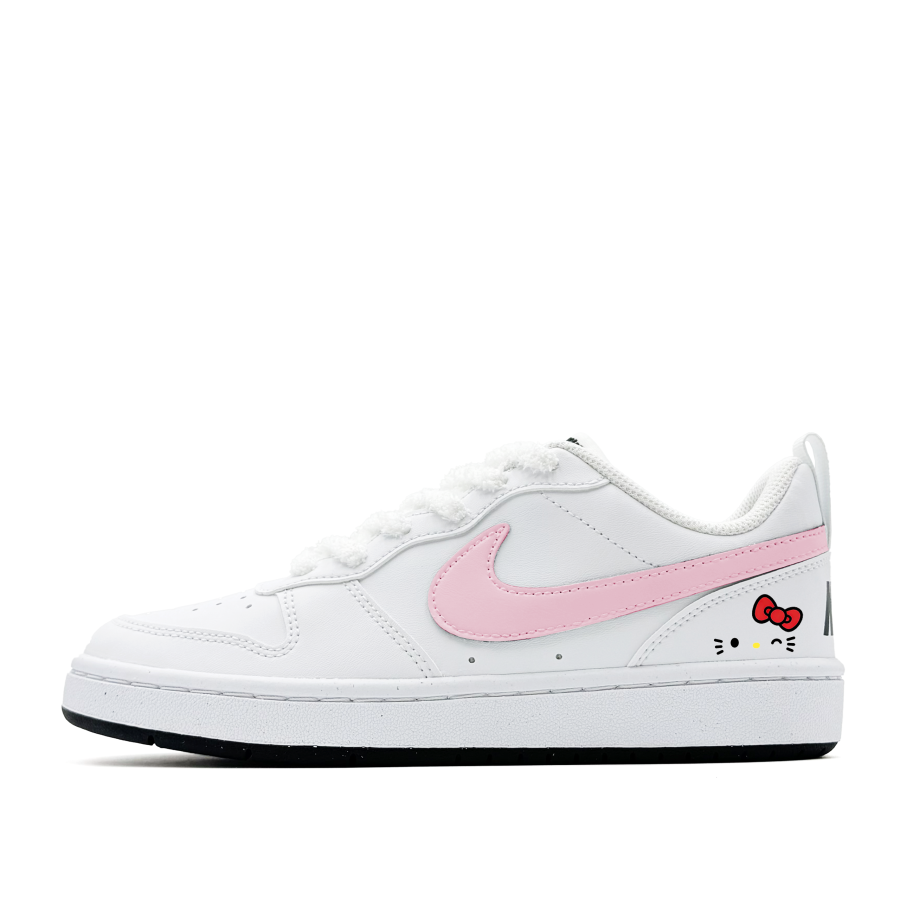 Nike Nike Court Borough Winking Pink Kitten, Cute, Girlish, Sweet Style, Cartoon, Anti Aging, Campus Synthetic Leather