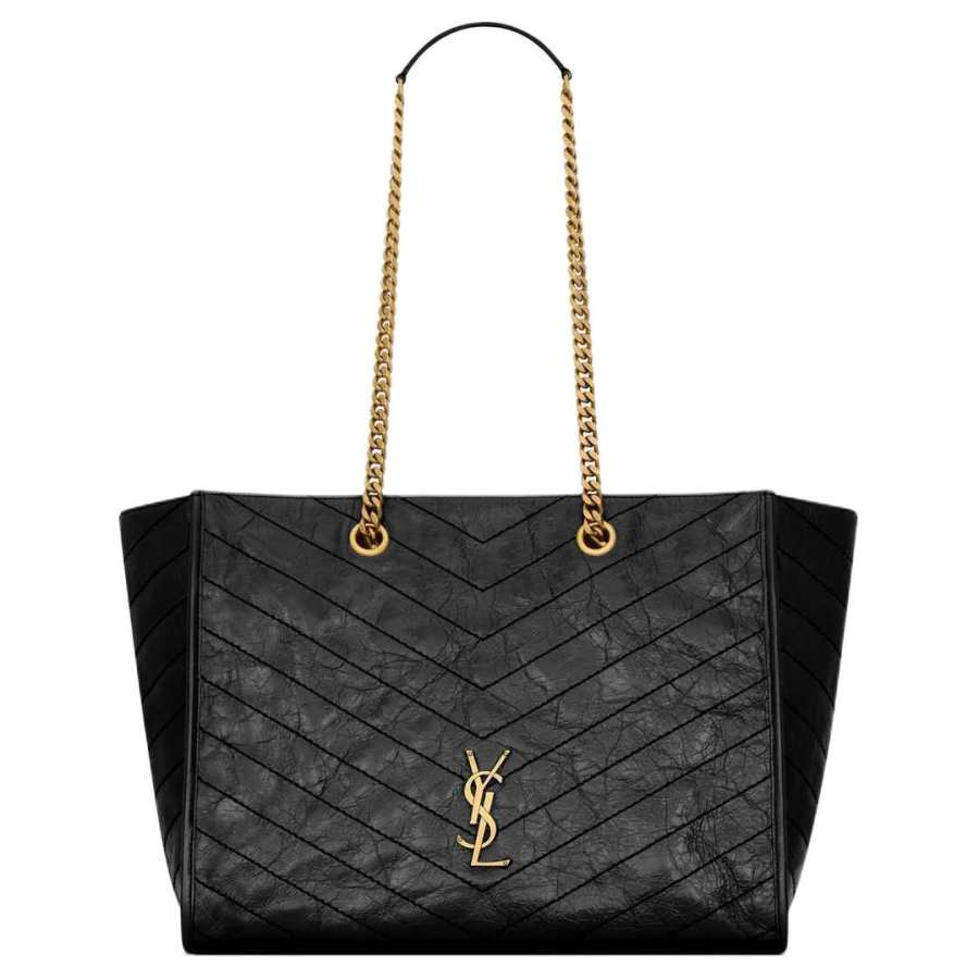 SAINT LAURENT Niki Cow Leather Tote Bag, Shopping Bag, Shoulder Bag Women's Black