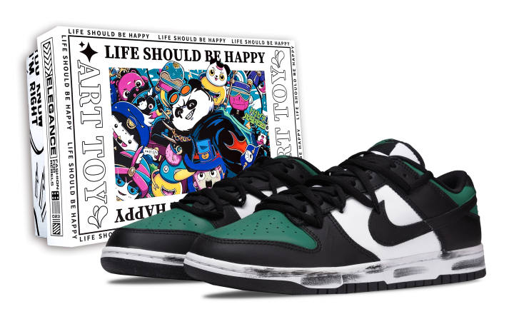Nike Custom Nike Dunk High 6.0 Low top Skateboard Shoes Unisex Black Green