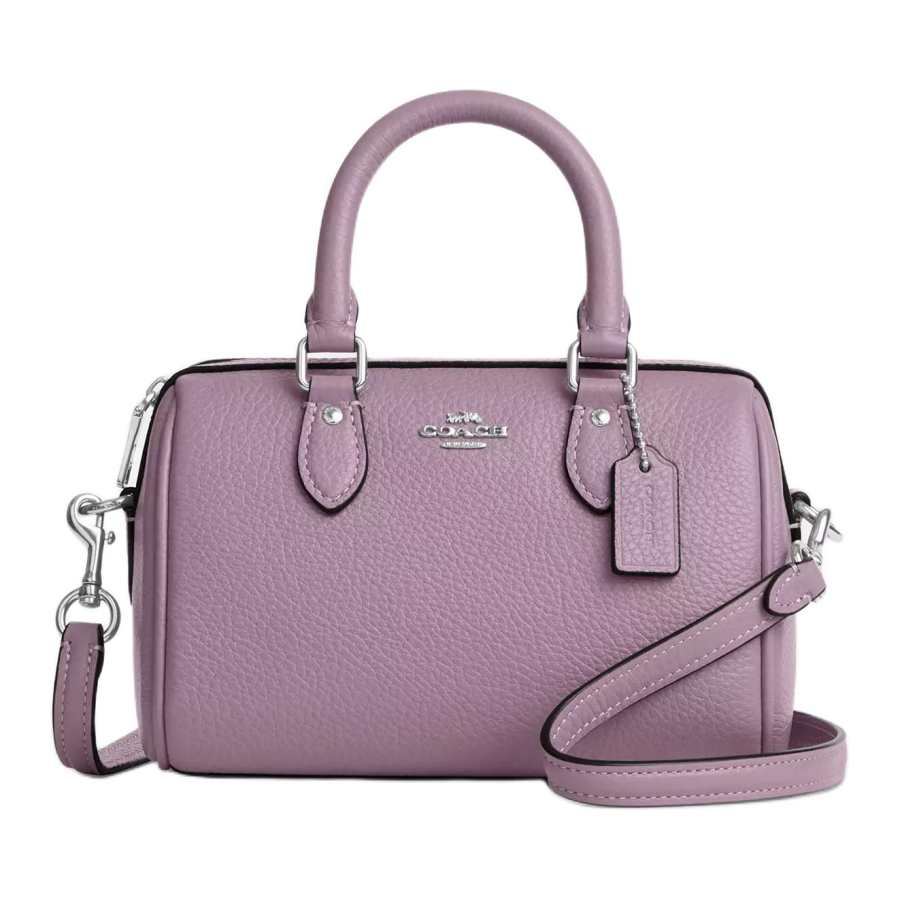 COACH Rowan Refined Pebbled Leather Handbag Mini Women's Purple
