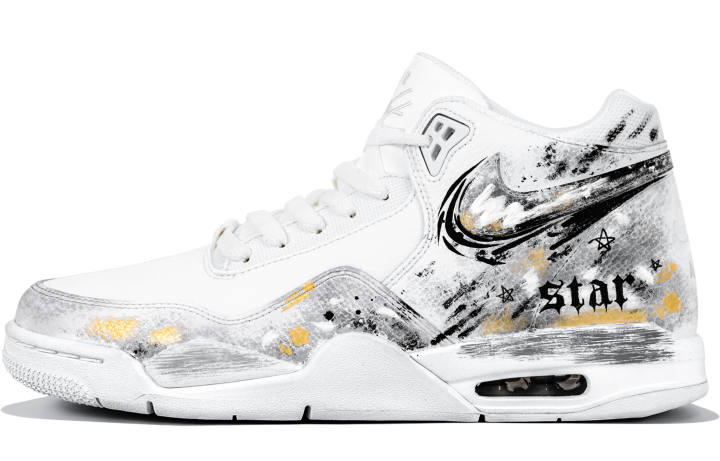 Nike Nike Flight Legacy Light Trail, Future Feel, Distressed Style, Blended, Gold Foil Distressed, Design Aesthetic