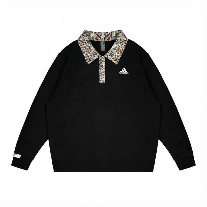 Adidas Adidas LABEL Sweatshirts Unisex Black Polo Collar Moderate Regular