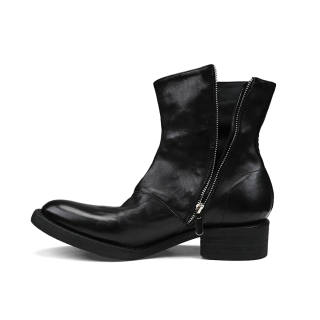 HANQIAORIJI Black Blood Collection Horse Leather Short Chelsea Boots Unisex