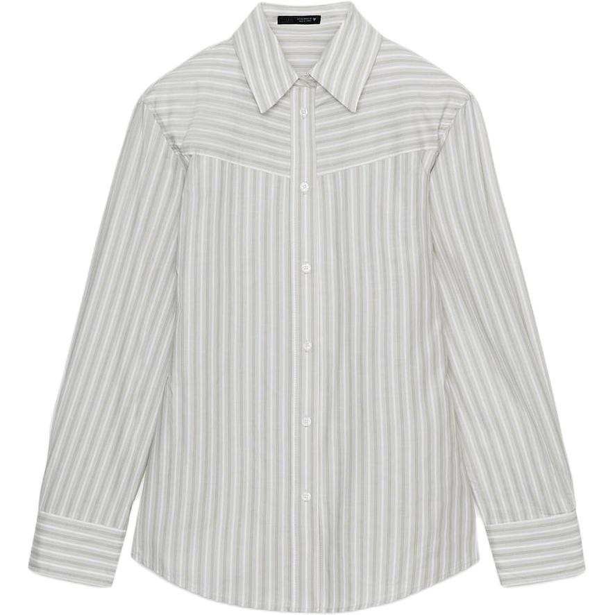 ZARA Shirts Women's White/Gray Lapel Moderate