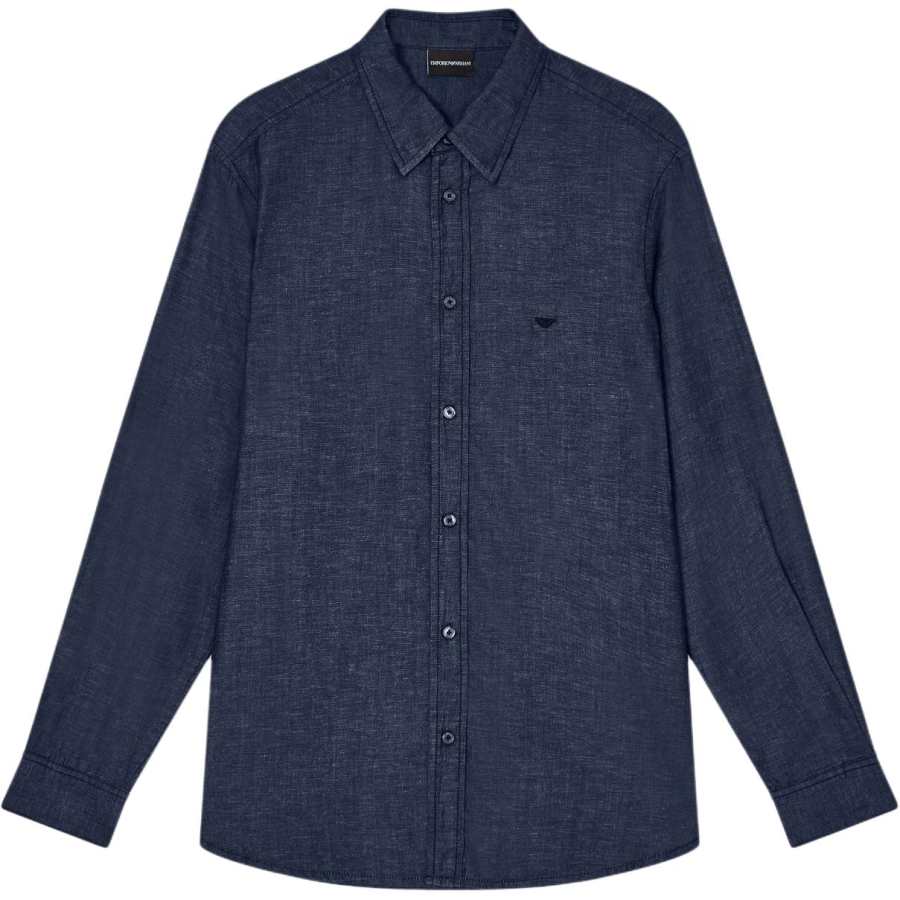 Emporio Armani Logo Embroidered Denim Shirt