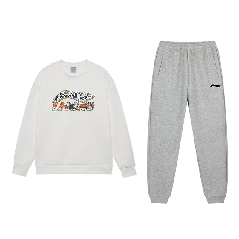 Li-Ning Li Ning Fashion Comfortable Fleece Lined Thermal Versatile Crew Neck Pullover Long Sleeved Sweatshirt Casual Sportswear