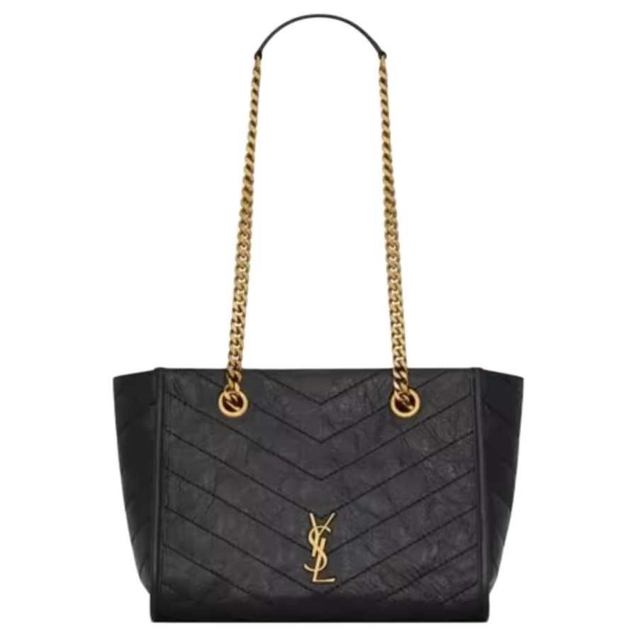 SAINT LAURENT Niki Leather Tote Bag, Shoulder Bag Small Women's Black