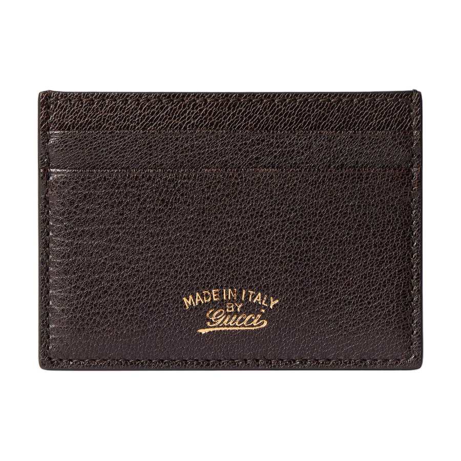 GUCCI Soft Grain Sheepskin Card Holder Unisex Dark Brown