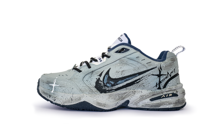 Nike Nike Air Monarch 4 Gray Tone Graffiti Low top Chunky Sneakers Men's Gray Blue