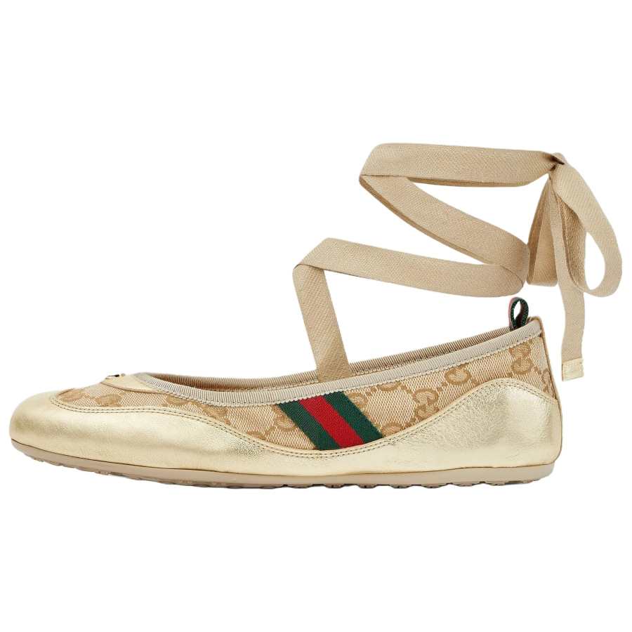 GUCCI Shift Leather Casual Shoes Women's Beige Brown