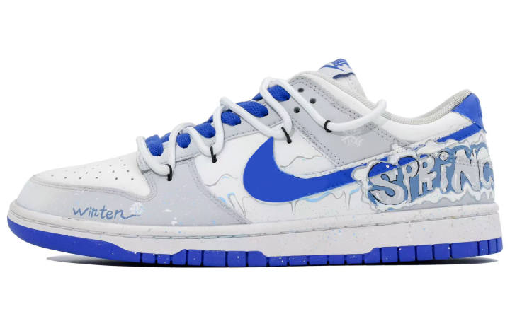 Nike Nike Dunk Torrents Artificial Leather Lightweight And Breathable Low top Skateboard Shoes Men's White Gray Blue