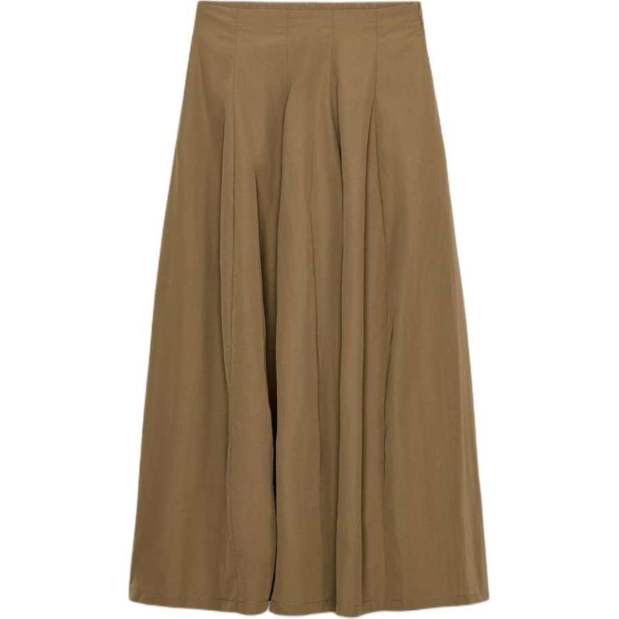 ZARA Casual Long Skirts Women's Dark Beige Moderate A Line Skirt