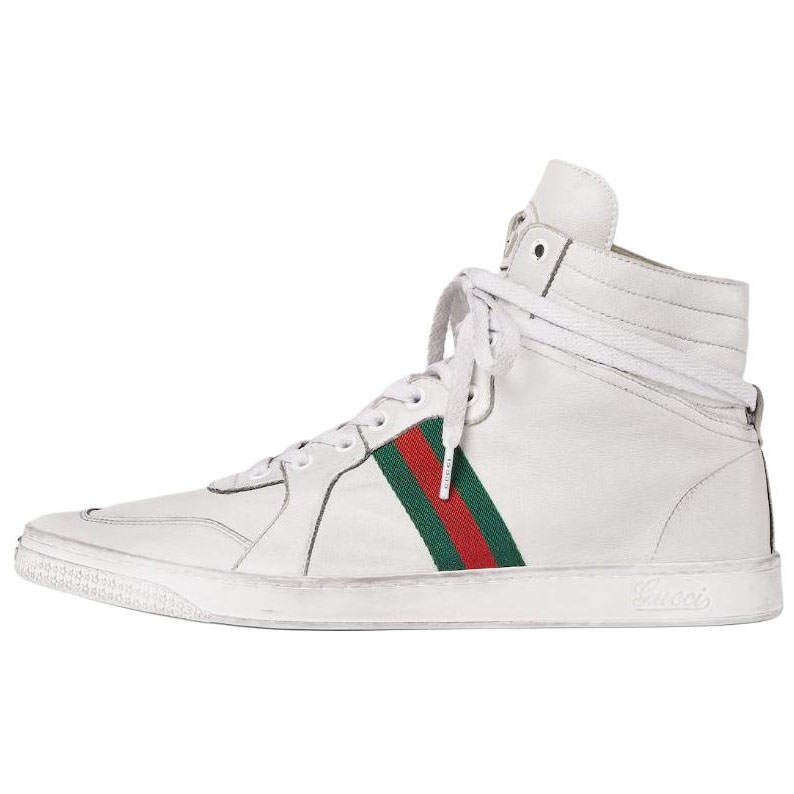 GUCCI Stretch Sheepskin High top Skateboard Shoes Men's White