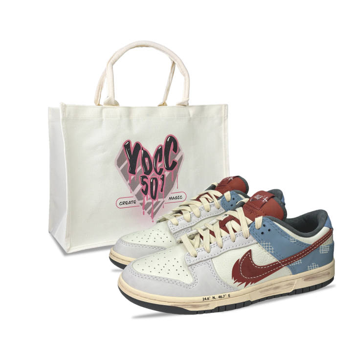 Nike Nike Dunk YDCC Finish Line, Shopping Bag Abrasion Resistant Low top Skateboard Shoes Men's White