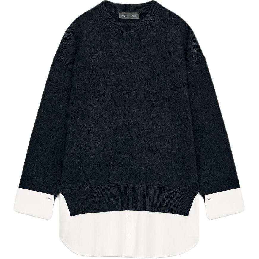 ZARA Sweaters Women's Sea Blue/White Crew Neck Moderate Other