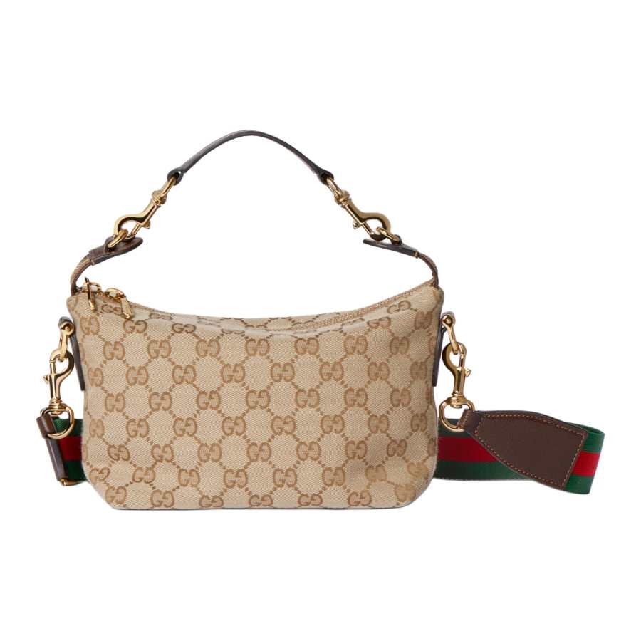 GUCCI GG Canvas Crossbody One Shoulder Handbag Small Men's Sand & Dark Brown