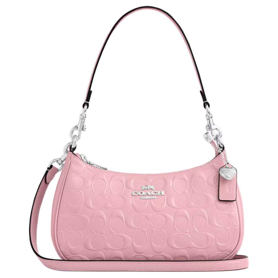 COACH Teri Pearlescent Patent Leather With Smooth Leather Crossbody Handbag Medium Women's Pink