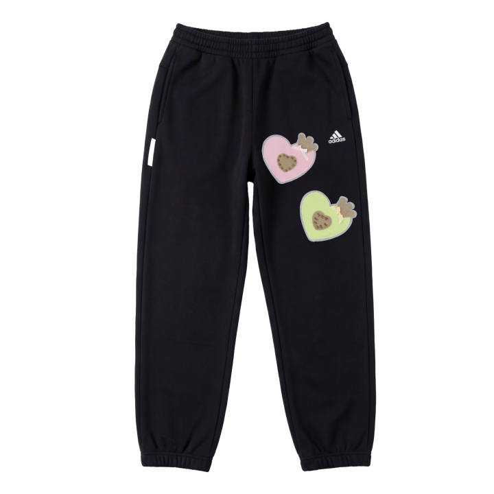 Adidas Adidas Unbreakable Vision Stitch Pink Green Heart Patchwork Fleece Lined Elastic Cuff Knitted Sweatpants Unisex