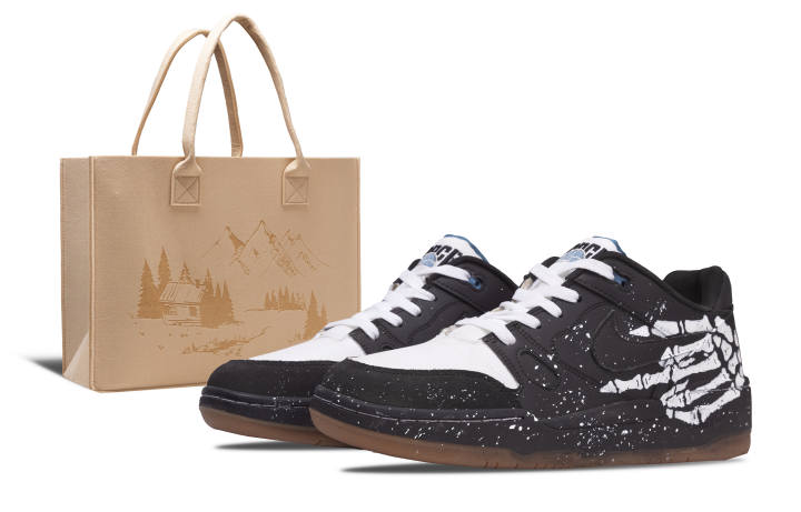 Nike Nike Full Force Skeleton Finger, Shopping Bag Slip Resistant Low top Skateboard Shoes Men's Black White