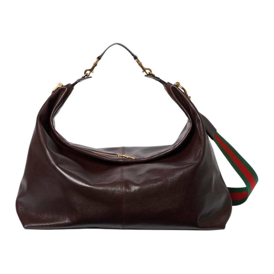 GUCCI Grain Leather Portable Crossbody Bag, Shoulder Bag Large Men's Brown