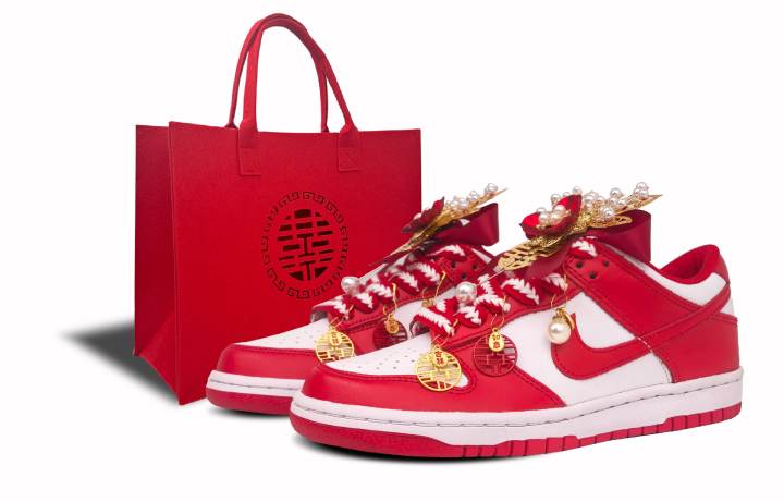Nike Nike Dunk Wedding Shoes, Full Of Joy Synthetic Leather Low top Skateboard Shoes Red