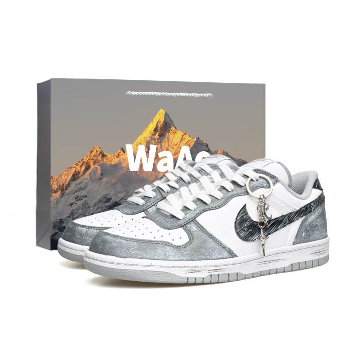 Nike Nike Big Vassell Abrasion Resistant Height Increasing Low top Skateboard Shoes Men's White Gray