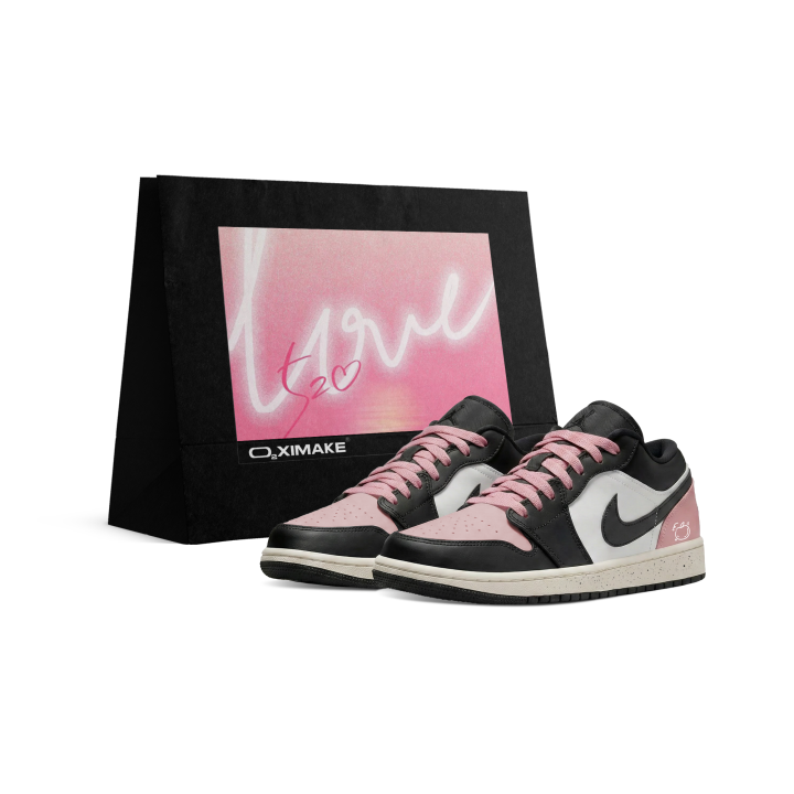 Jordan Jordan Air Jordan 1 Abrasion Resistant Low top Skateboard Shoes Unisex Black White Pink
